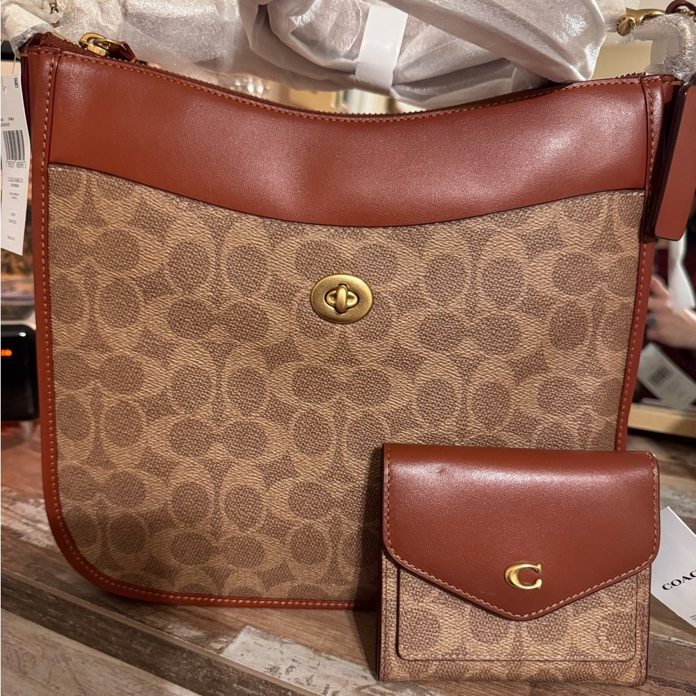 Coach Brown and Tan Shoulder Bag Set